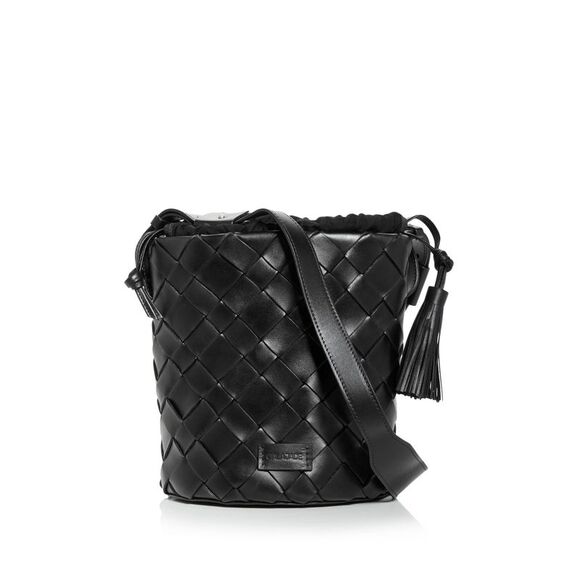 CALAJADE Women's Black Leather Adjustable Removable Bag Single Strap Bucket Bag - Picture 1 of 1